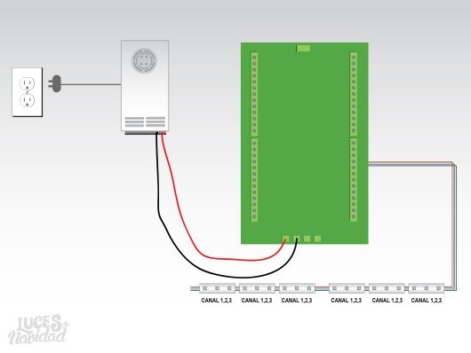 Diagrama de Conexión Tira de Leds Simples o Mudas